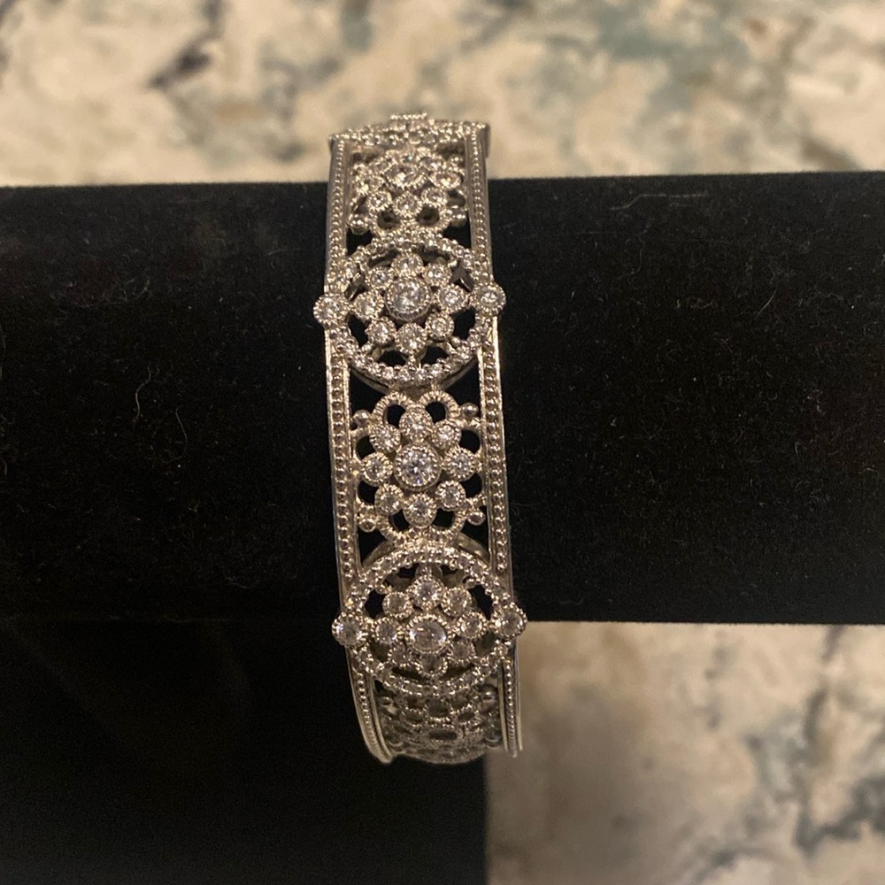 Judith Ripka, SS and Crystal cuff bracelet